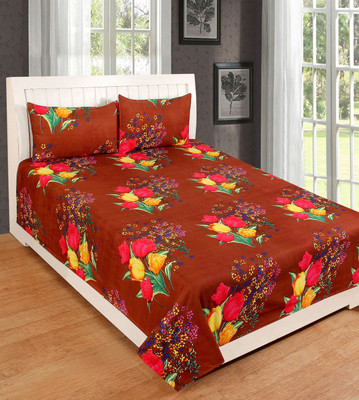 

Astra 140 TC Polycotton Double Floral Bedsheet(Pack of 1, Brown)