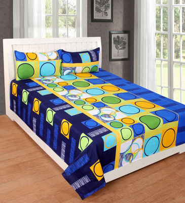 

Astra 140 TC Polycotton Double Polka Bedsheet(Pack of 1, Blue)