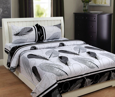 

Décor Realms 140 TC Polycotton Double Printed Bedsheet(Pack of 1, White)
