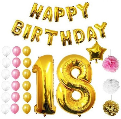 

Theme My Party Happy Birthday Party Balloons, Supplies and Decoration 18th YEARS