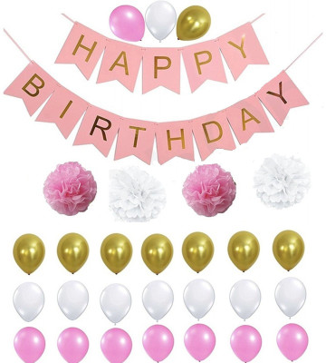 

Theme My Party Birthday Decorations Kit For Perfect Decoration (Pink)