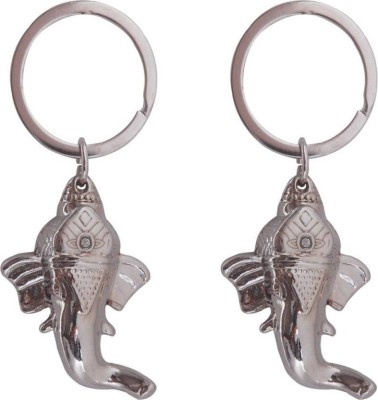 Madhuraj Combo Set of Lord Ganesha Face Key Chain(Silver)