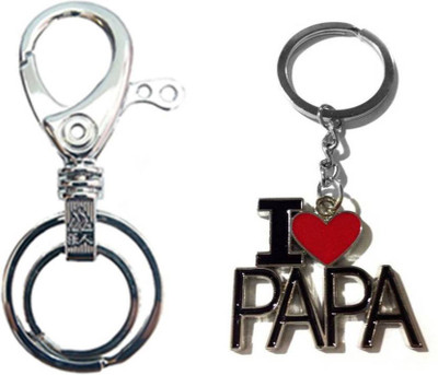 

Madhuraj Combo set of Hook Lpcking Metal and I love Papa Locking Key Chain(Silver)