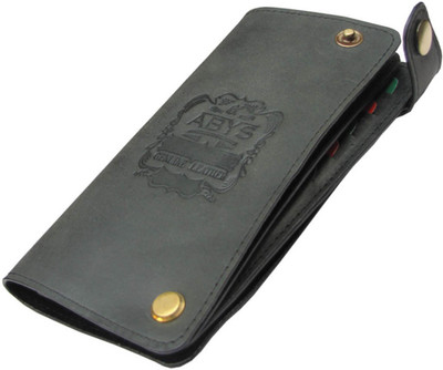 

ABYS Genuine Leather Travel Card Holder||Business Card Book||Debit card Holder for Men & Women(Grey)