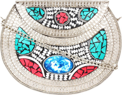 

Anekaant Casual, Party Silver, Multicolor Clutch, Multicolor;silver