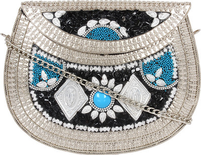 

Anekaant Casual, Party Silver, Black Clutch, Black;silver