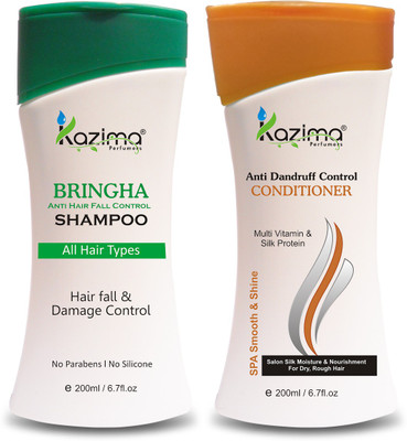 

KAZIMA Bringha Anti Hair Fall Control Shampoo (200ml) + Anti Dandruff Control Conditioner (200ml) For Clean Gently Nourish Hair, Falling Hair Intensive & Fast Hair Growth(Set of 2)