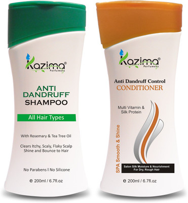 

KAZIMA Anti Dandruff Shampoo (200ml) + Anti Dandruff Control Conditioner (200ml) For Removes Anti Hair Dandruff & Hair lice | Healthy Scalp | Nourishment to the Hair Shaft & Shining, Clears Itchy, Scaly, Flaky Scalp Shine and Bounce to Hair(Set of 2)