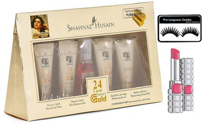 

Pro longwear combo Eyelashes, Shahnaz Hussain 24 Carat Gold Facial Kit With Loreal Long Lasting Lipstick(Set of 3)