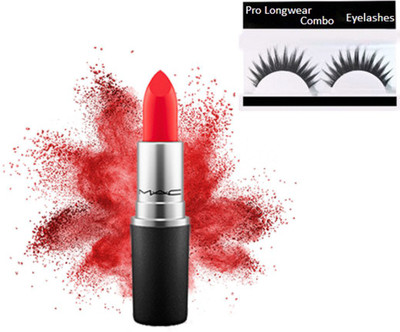 

Pro longwear combo Eyelashes, Mac Matte Finish Lady Danger Lipstick(Set of 2)
