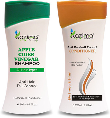 

KAZIMA Apple Cider Vinegar Shampoo (200ml) + Anti Dandruff Control Conditioner (200ml) Idea For Intensive Repair & Revitalize, Frizz Defy Luster, Total Radiance(Set of 2)