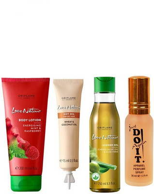

Oriflame Sweden body lotion ,shower gel and hot oil withdo it parfum 30 ml(Set of 4)