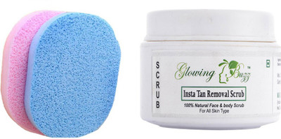 

Glowing Buzz Combo of sponge and insta tan removal face scrub(Set of 2)