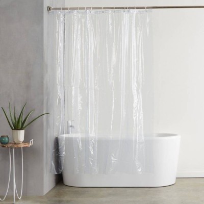 CASA FURNISHING 248 cm (8 ft) PVC Room Darkening Shower Curtain (Pack Of 2)(Solid, Transparent)