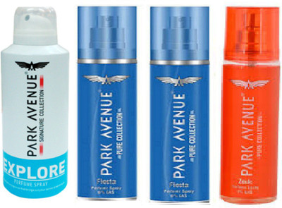 

Park Avenue 2 fiesta , explore & zouk Deodorant Spray - For Men(500 ml, Pack of 4)