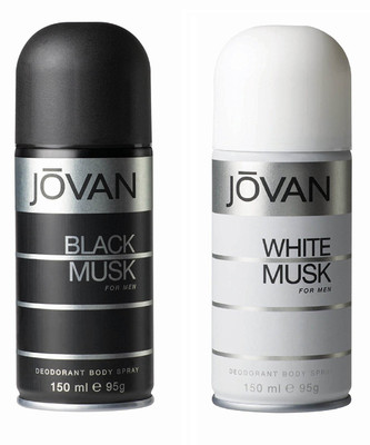 

Jovan Black Musk and White Musk Deodorant Body Spray For Men 150ML Each (Pack of 2) Deodorant Spray - For Men(300 ml, Pack of 2)