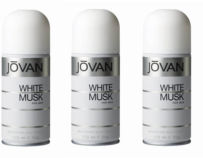 

Jovan White Musk Deodorant Body Spray For Men 150ML Each (Pack of 3) Deodorant Spray - For Men(450 ml, Pack of 3)