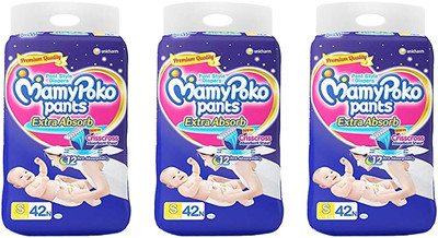 

MamyPoko EXTRA ABSORB BABY PANTS, SIZE SMALL, 42 PCS PACK, SET OF 3 PACKS, FOR BABY WEIGHT 4-8 KGS, TOTAL 126 PANTS - S(126 Pieces)