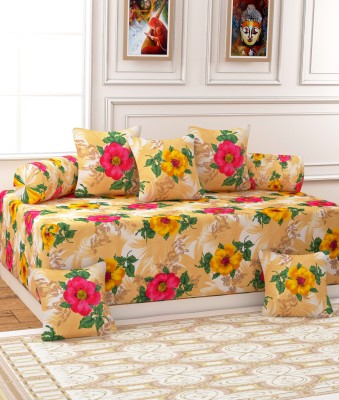 igi Polycotton Floral Diwan Set(Multicolor)