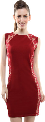 

Miss Chase Women's Sheath Maroon Dress