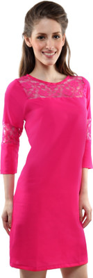 Miss Chase Women A-line Pink Knee Length Dress