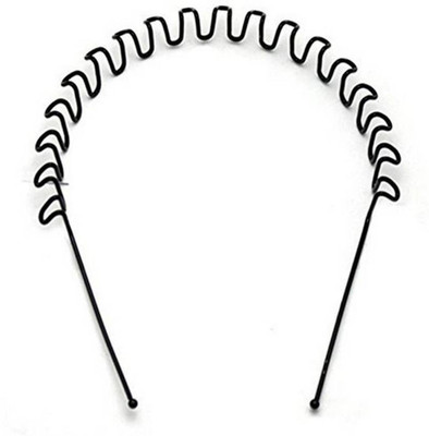 

NPRC Premium Quality Hair Band For Men And Women Daily Use Black Spring ZigZag Wave Metal Hair Hoop Band Unisex Sports Headband Hair Band(Black)