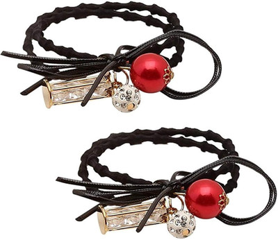 

Sanjog Pretty Red and Black Rubber band Poly band for Girls Kids- Pack 2 Rubber Band(Red, Black)