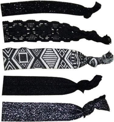 

Young & Forever Black Fabric Elastic Hair Ties Hair Band(Black, White)