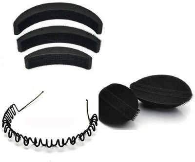 

Jampak hair accessories set of 6pcs / Set Of Hair Puff Volumizer , Banana Bumpits And Zig-Gag - Black Hair Accessory Set(Black)