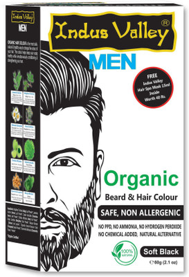 

Indus Valley 100% Organic Men's Beard & Hair Colour (Soft Black) Hair Color(Soft Black)