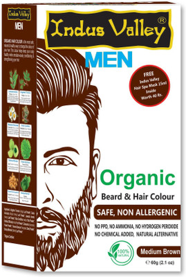 

Indus Valley 100% Organic Beard & Hair Colour For Men (Medium Brown) Hair Color(Medium Brown)