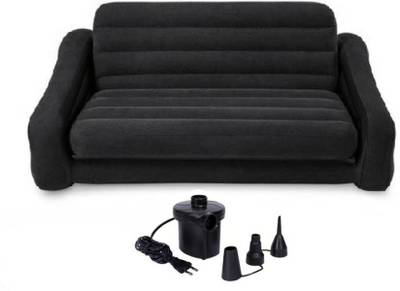 INTEX Inflatable sofa cum bed with electric air pump Velvet 4 Seater Inflatable Sofa PVC (Polyvinyl Chloride) 4 Seater Inflatable Sofa  (Color - Black, DIY(Do-It-Yourself))
