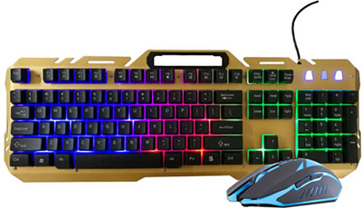 ShopyBucket Patriot (aigo) WQ1502A game mouse and keyboard set Jedi survival LOL cool notebook desktop cable game mouse and keyboard set Wired USB Laptop Keyboard(Golden, Black) at flipkart