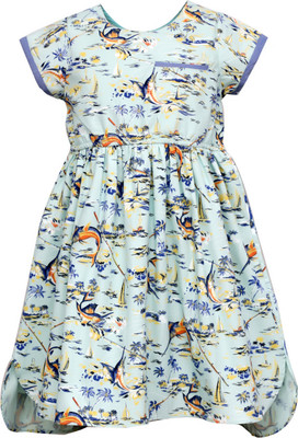 

Bella Moda Girls Midi/Knee Length Casual Dress(Multicolor, Cap Sleeve, Green