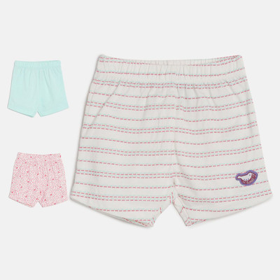 

Mini Klub Short For Girl's Casual Self Design Cotton(Multicolor, Pack of 3, Multi