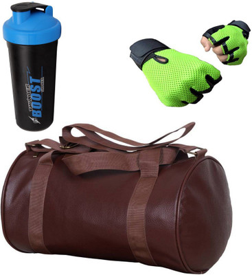

Vellora High Quality Gym Bag And Gym Glove With Thunder Boost Shaker Wrist Support Combo Gym & Fitness Kit
