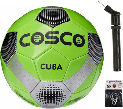 

Cosco Cuba Football - Size 5 (Pack of 1) + Ball Pump Double Action (Pack of 1) With SportsHouse Cotton Wrist Band Football Kit