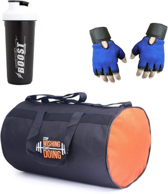 

Vellora High Quality Gym Bag And Gym Glove With Thunder Boost Shaker Wrist Support Combo Gym & Fitness Kit
