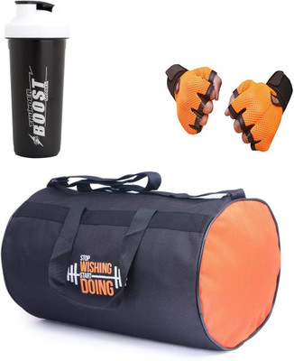 

Vellora High Quality Gym Bag And Gym Glove With Thunder Boost Shaker Wrist Support Combo Gym & Fitness Kit