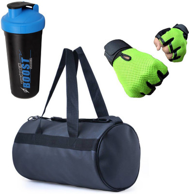 

Vellora High Quality Gym Bag And Gym Glove With Thunder Boost Shaker Wrist Support Combo Gym & Fitness Kit