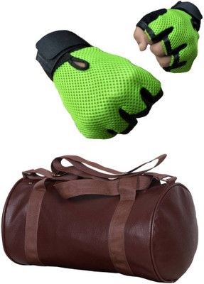 

Snipper Combo of Leatherite Brown Gym Bag and Gloves(Green) Gym & Fitness Kit