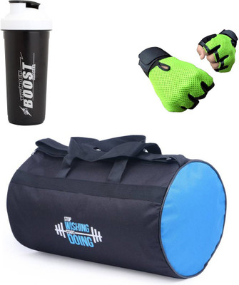 

Vellora High Quality Gym Bag And Gym Glove With Thunder Boost Shaker Wrist Support Combo Gym & Fitness Kit