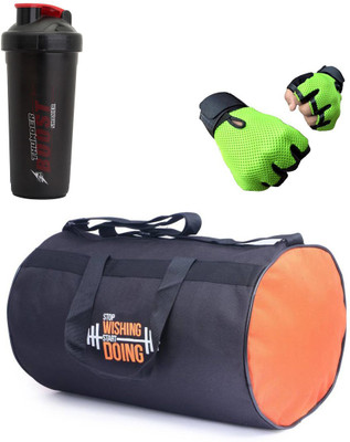 

Vellora High Quality Gym Bag And Gym Glove With Thunder Boost Shaker Wrist Support Combo Gym & Fitness Kit