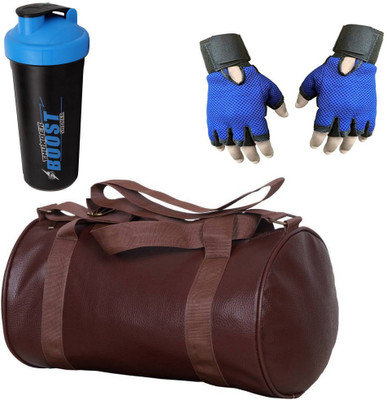 

Vellora High Quality Gym Bag And Gym Glove With Thunder Boost Shaker Wrist Support Combo Gym & Fitness Kit