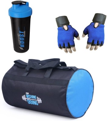 

Vellora High Quality Gym Bag And Gym Glove With Thunder Boost Shaker Wrist Support Combo Gym & Fitness Kit