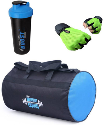 

Vellora High Quality Gym Bag And Gym Glove With Thunder Boost Shaker Wrist Support Combo Gym & Fitness Kit