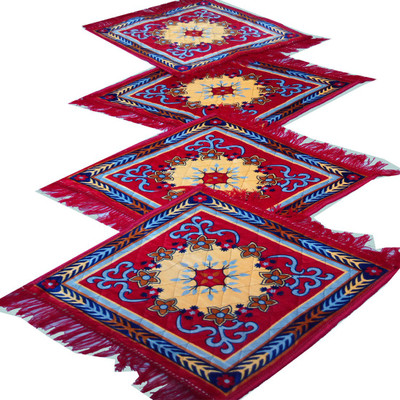 G S COLLECTIONS Polyester Prayer Mat(Multicolor, Red, Medium, Pack of 4)