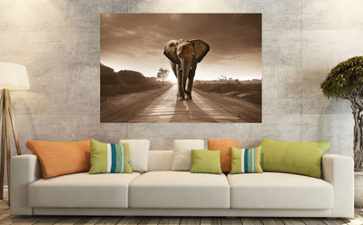 saf ELEPHANT SPARKLE COATED SELF ADHESIVE WITHOUT FRAME Digital Reprint 24 inch x 36 inch Painting(Without Frame)