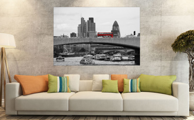 saf CITY VIEW SPARKLE COATED SELF ADHESIVE WITHOUT FRAME Digital Reprint 24 inch x 36 inch Painting(Without Frame)