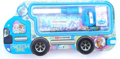 

A2Z Truck Shaped Frozen Printed Art Metal Pencil Box(Set of 1, Multicolor)